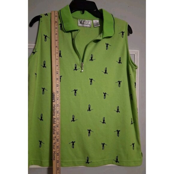 K.T. Golf Keneth Tool Green Top Zipper Size L Golfers Sleeveless - Picture 6 of 7